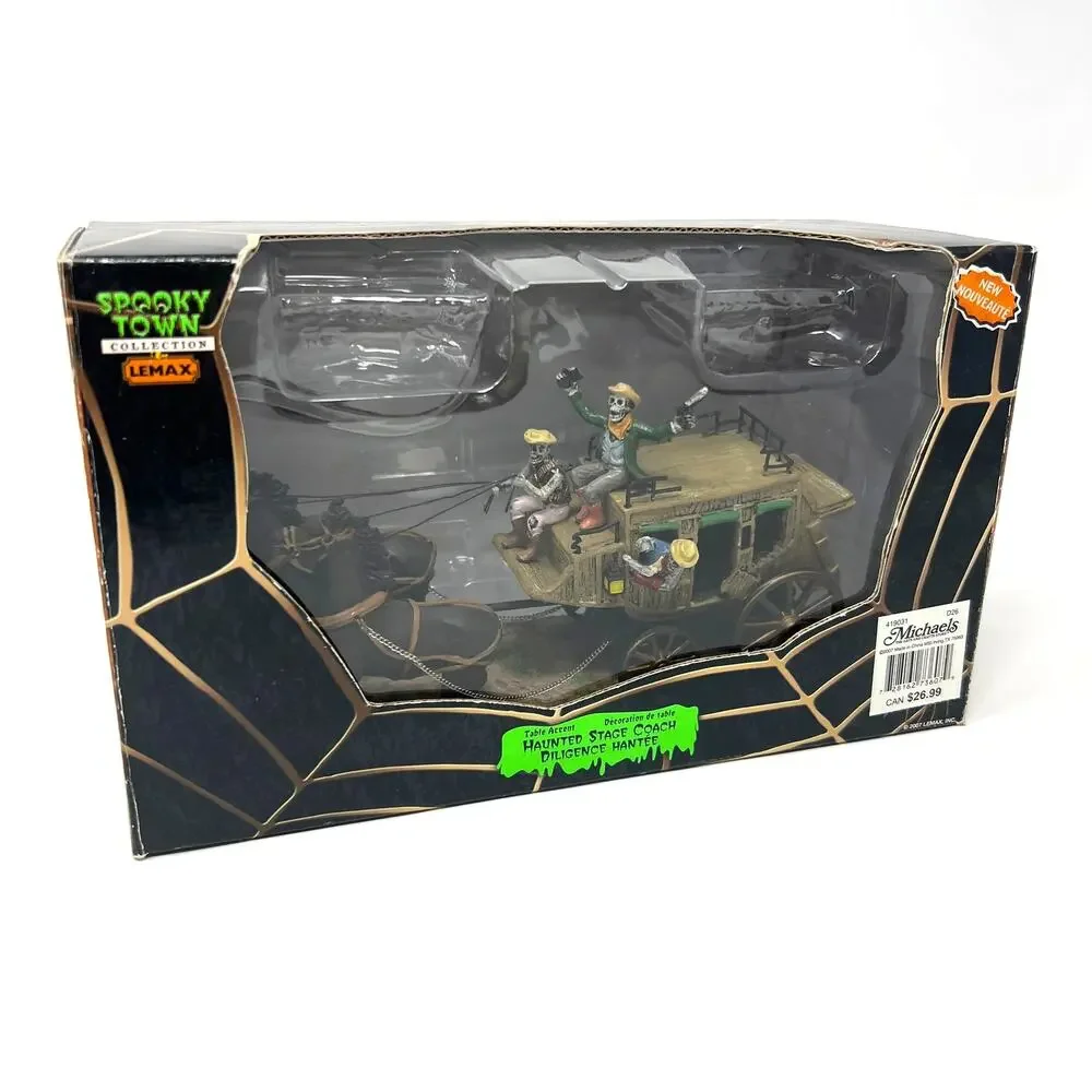 Vintage Lemax Spooky Town Haunted Stage Coach 73607 Halloween Decor 2007 W/ Box